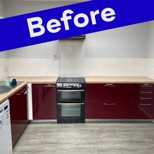the photo shows our kitchen in our Watford centre before it was refurbished